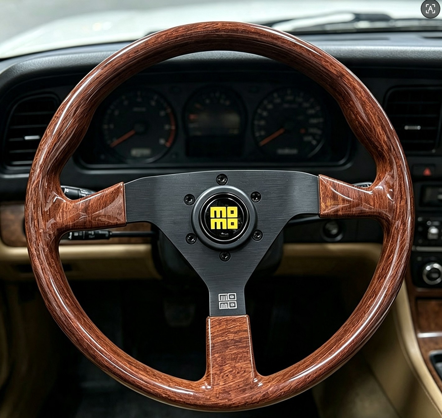 MOMO Heritage Indy Black Woodgrain Mahogany Wood Steering Wheel 350mm