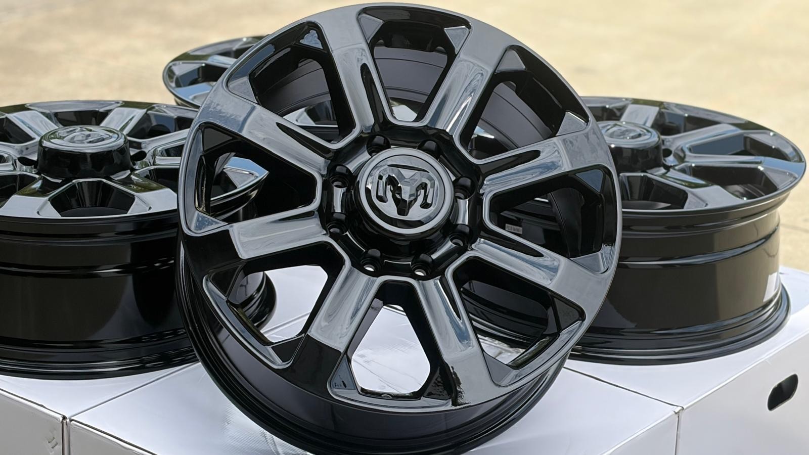 20x8 Dodge Ram 2500 3500 Replica Wheels 8x6.5 +50 OE Premium Black set of 4 rims