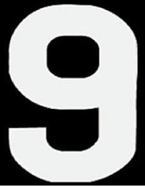 N-Style Pros Stick-On Number 9 (Nine) White Sticker Decal 8\