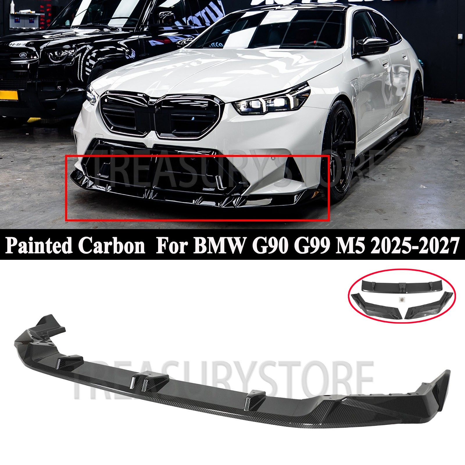 For BMW G90 G99 M5 2025-2027 Carbon Fiber V2 Style Front Bumper Lip Splitter Kit For BMW G90 G99 M5 2025-2027 Carbon Fiber V2 Style Front Bumper Lip Splitter Kit