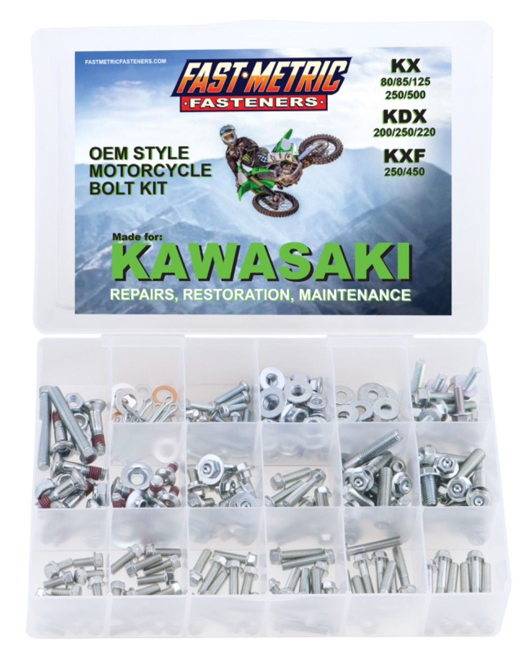 250pc Kawasaki Bolt Kit KX250F KX450F engine frame body 250 450 250pc Kawasaki Bolt Kit KX250F KX450F engine frame body 250 450