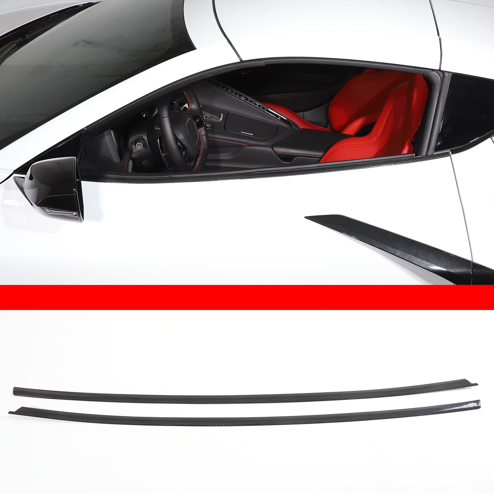 2Pcs Real Carbon Fiber Window Molding Trim For Corvette C8 Convertible 2020+ us