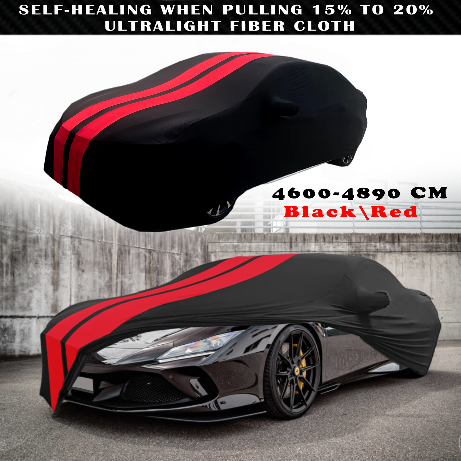 Red/Black Indoor Car Cover Stain Stretch Dustproof For Ferrari LaFerrari