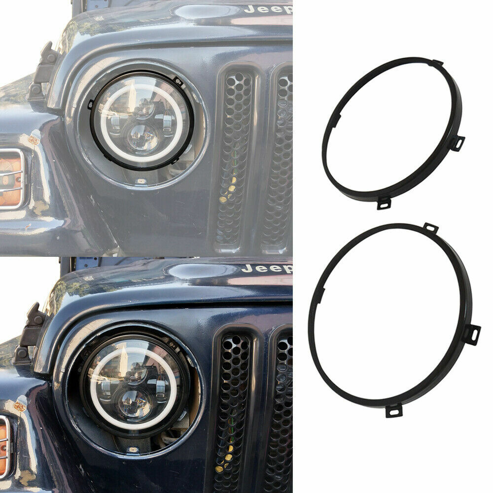 Fit 1997-2006 Jeep Wrangler TJ Pair 7in LED Headlight Mounting Bracket Trim Ring Fit 1997-2006 Jeep Wrangler TJ Pair 7in LED Headlight Mounting Bracket Trim Ring