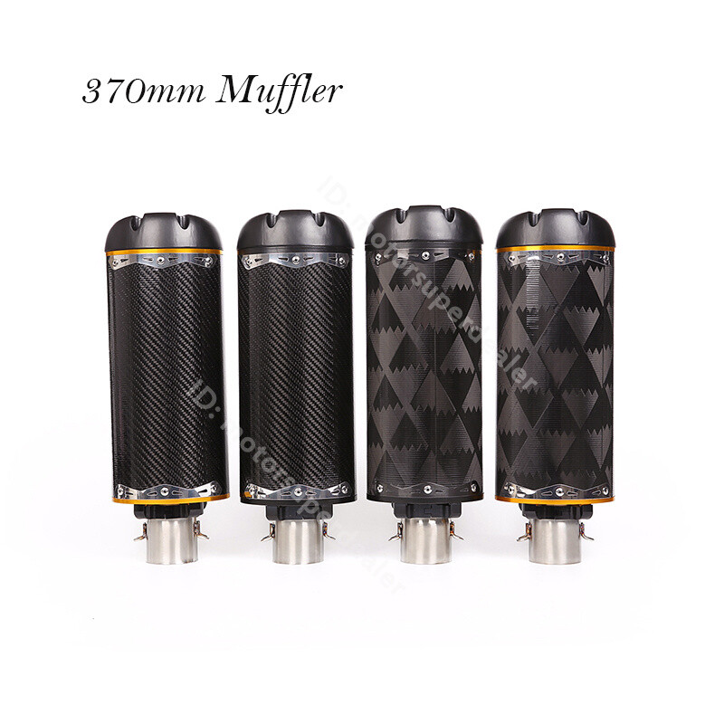 370mm Carbon Exhaust Tips Street Bike Motorcycle Muffler Pipe ATV Escape 38-51mm