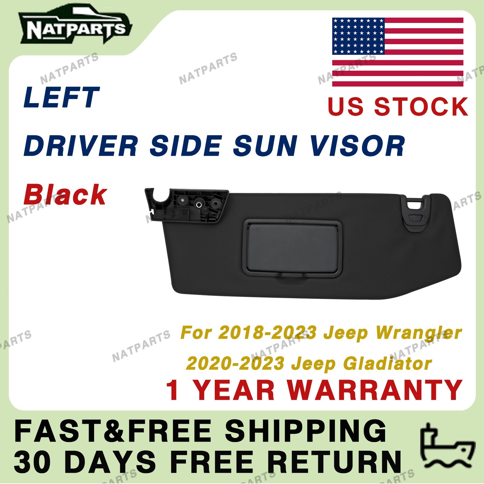 Left Sun Visor W/O Light for18-23 JeepWrangler 20-23 JeepGladiator 6CD22TX7AN Left Sun Visor W/O Light for18-23 JeepWrangler 20-23 JeepGladiator 6CD22TX7AN
