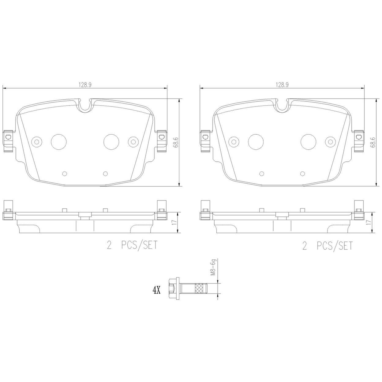 Rear Disc Brake Pad Set for 2021-2022 Audi RS6 Avant