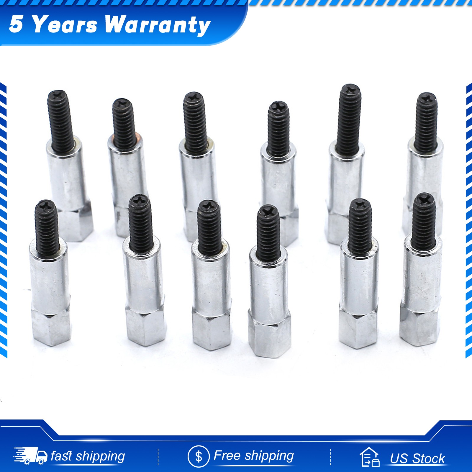 12PCS CHROME VALVE COVER BOLT SET FOR SMALL BLOCK FORD 289 302 351W SBF