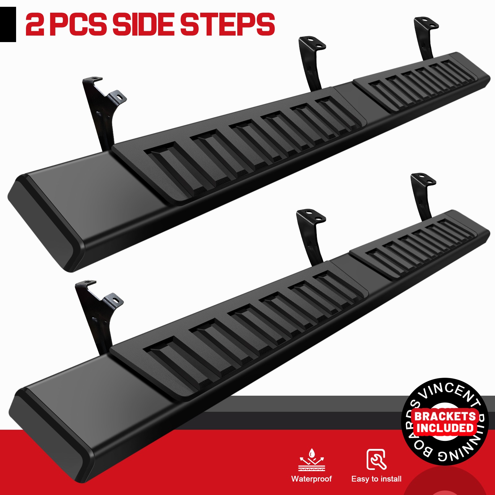 Black Running Board Fit 2007-2021 Toyota Tundra Double Cab 6\