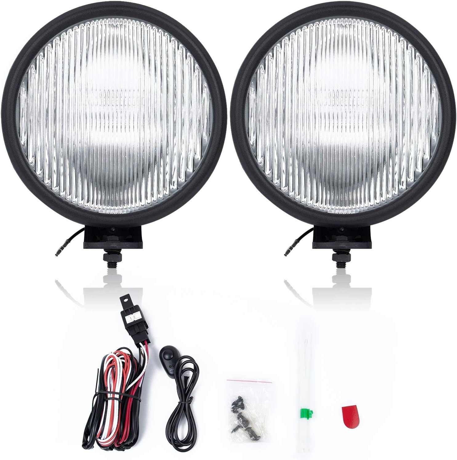 , FL7091 Fit for 1997-2006 Wrangler Tj Off-Road Pair Front Fog Lights Lens Bumpe