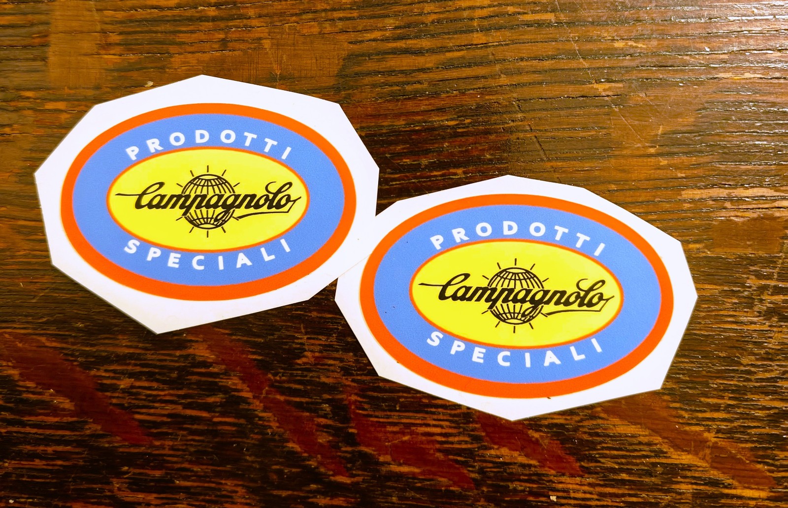 Pair of Campagnolo Prodotti Speciali Italy Italian Vinyl Sticker Campy Pls Read