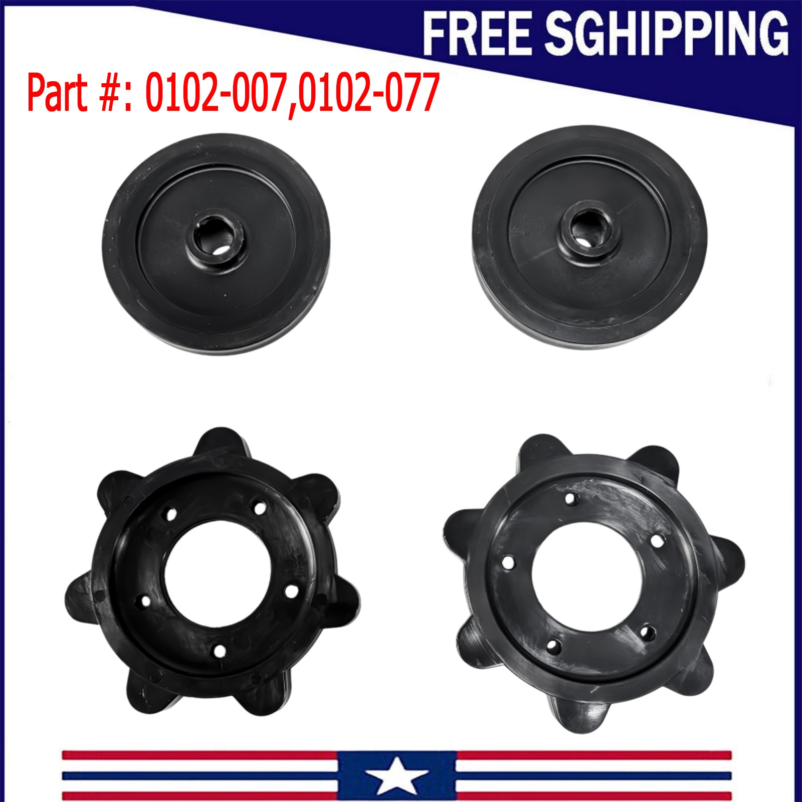 0102-077 0102-007 0102-011 NEW Vintage Drive Shaft Sprocket & Idler Wheel Set