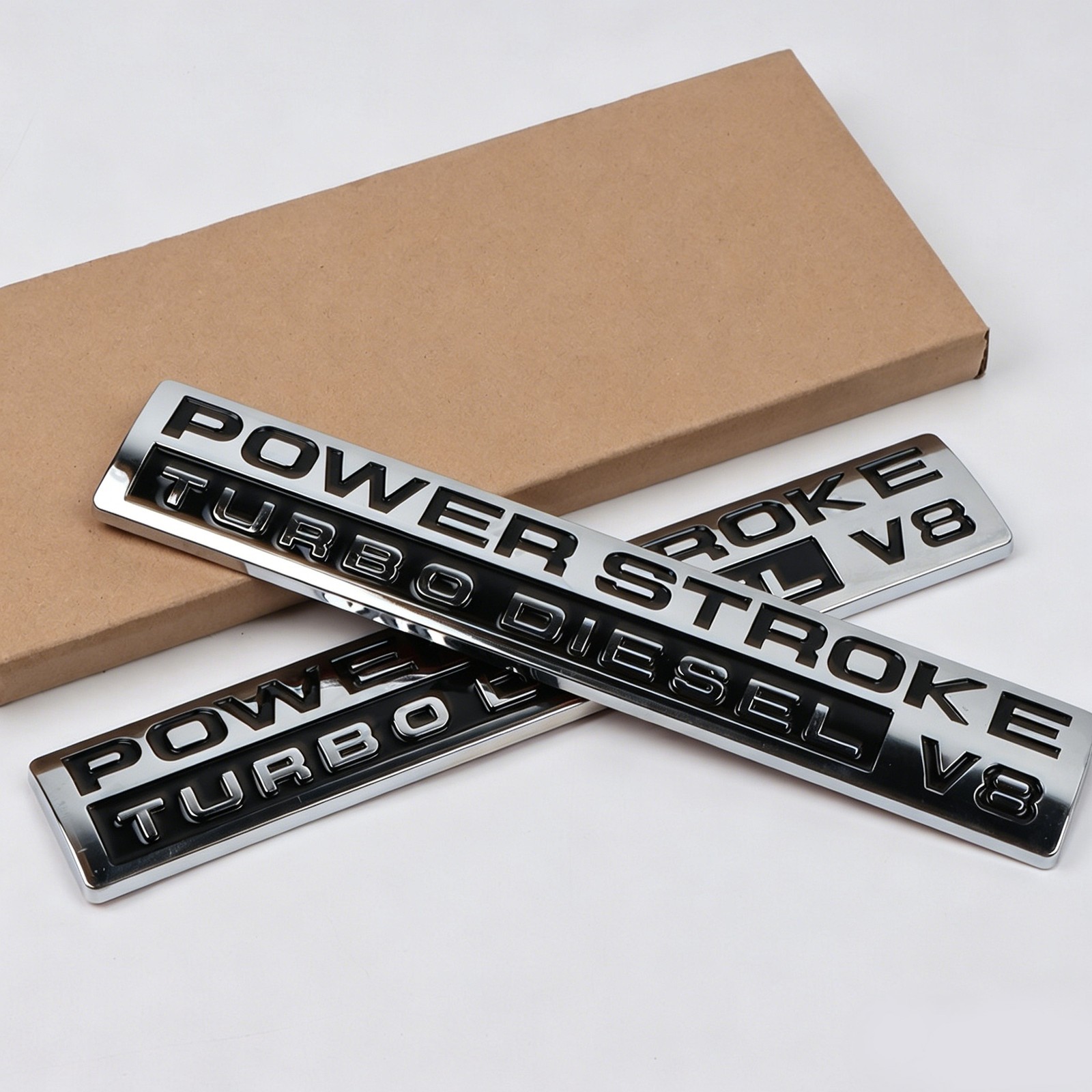 Set of 2 FOR POWER STROKE Turbo DIESEL V8 DOOR Fender Emblem Replacement  Decal