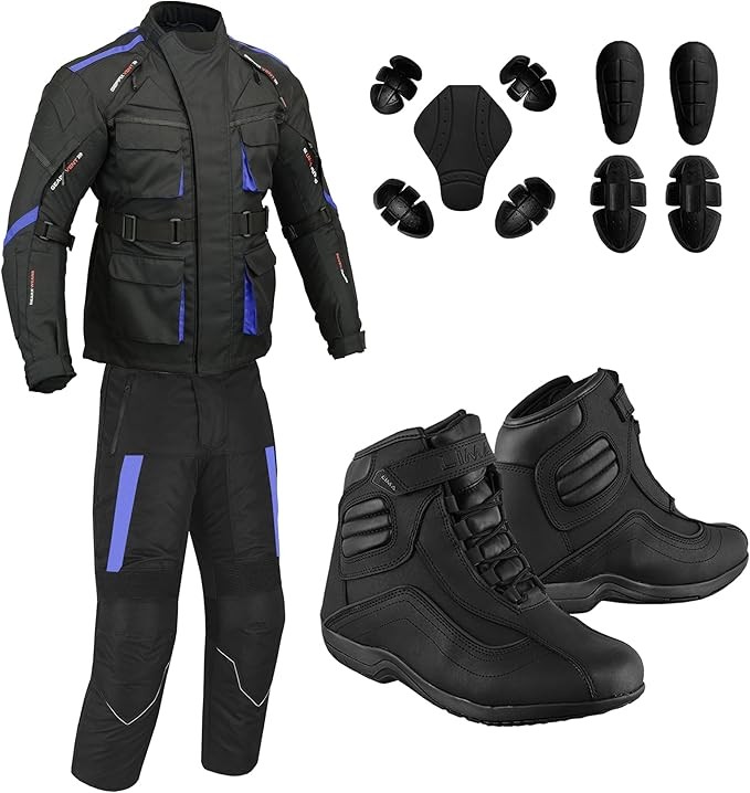 Men's Motorcycle Suit CE Armoured Waterproof Jacket Pants Boots Cordura touring
