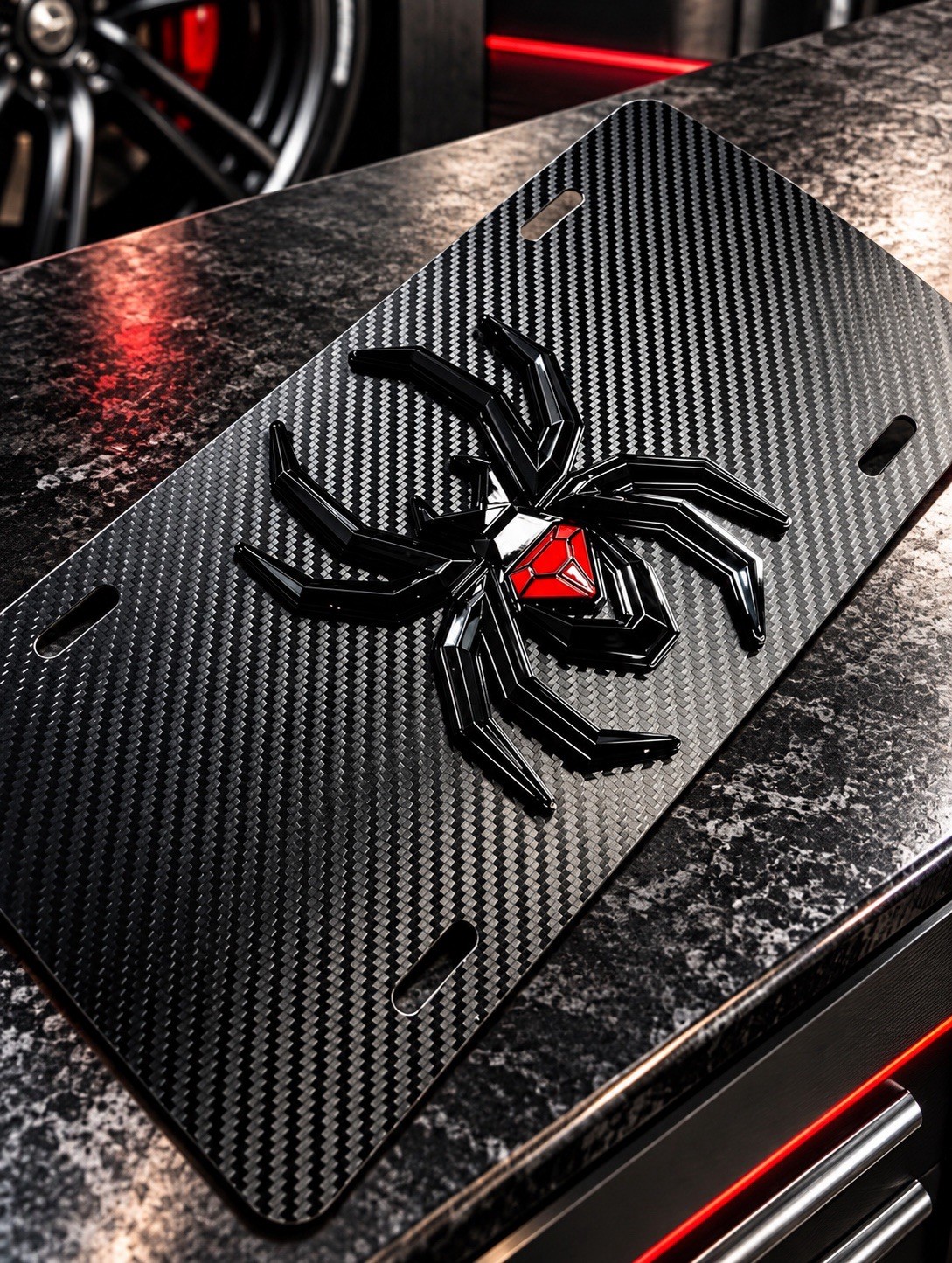 Custom 3D Carbon Fiber Spider Black Widow License Plate New Fits Trucks Pickups Custom 3D Carbon Fiber Spider Black Widow License Plate New Fits Trucks Pickups