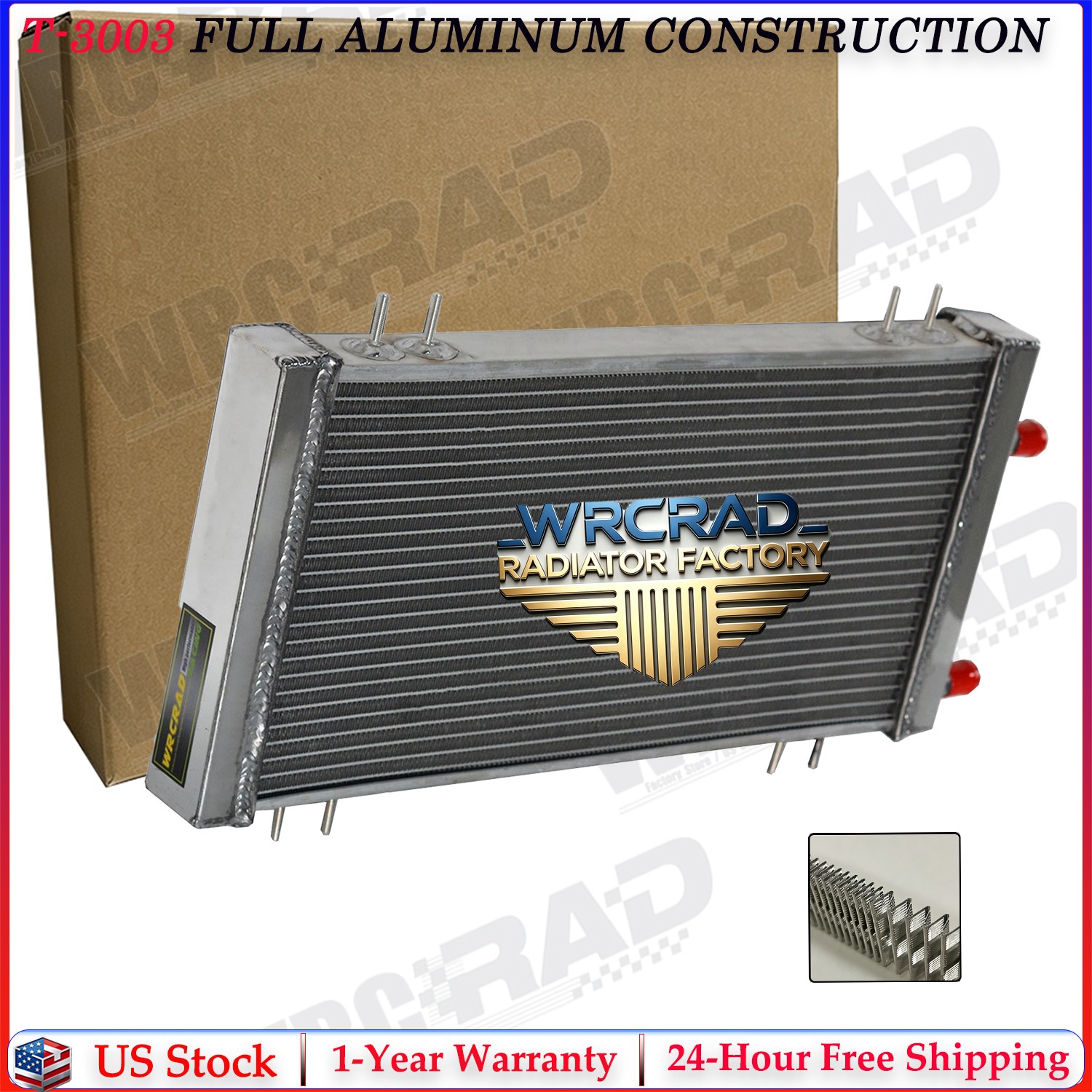 Aluminum Universal Radiator Liquid Heat Exchanger Air to Water Intercooler 2Rows