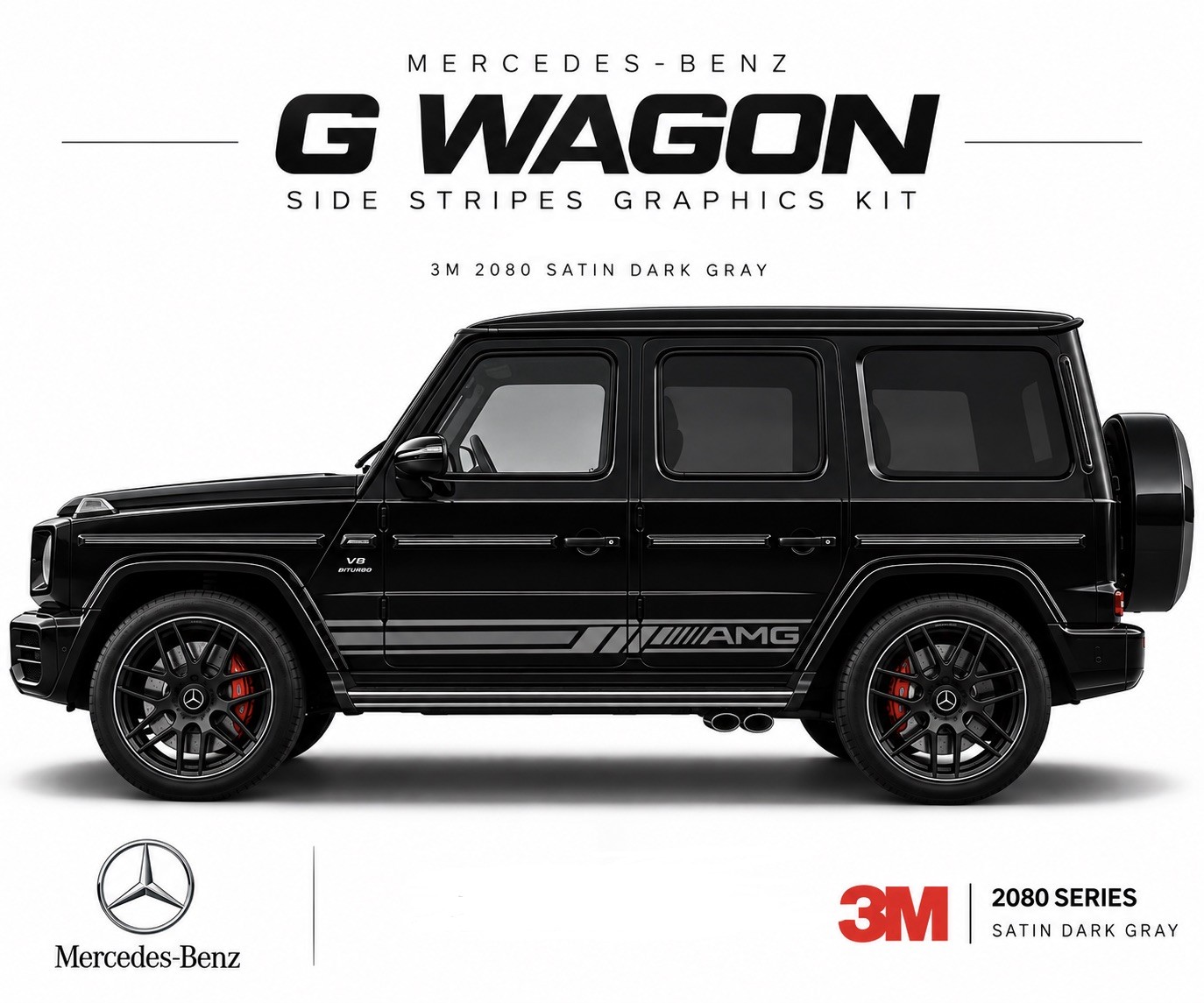 Side Decal Set For 2005–2026 Mercedes G wagon (g class) 3M satin dark grey vinyl Side Decal Set For 2005–2026 Mercedes G wagon (g class) 3M satin dark grey vinyl