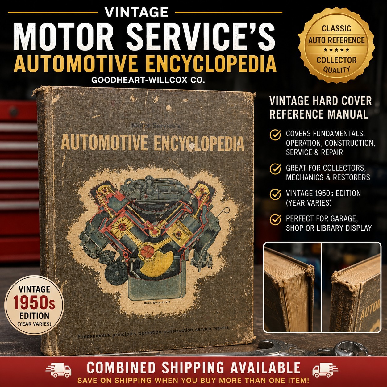 Vintage Motor Service's Automotive Encyclopedia Goodheart-Willcox Hardcover Auto
