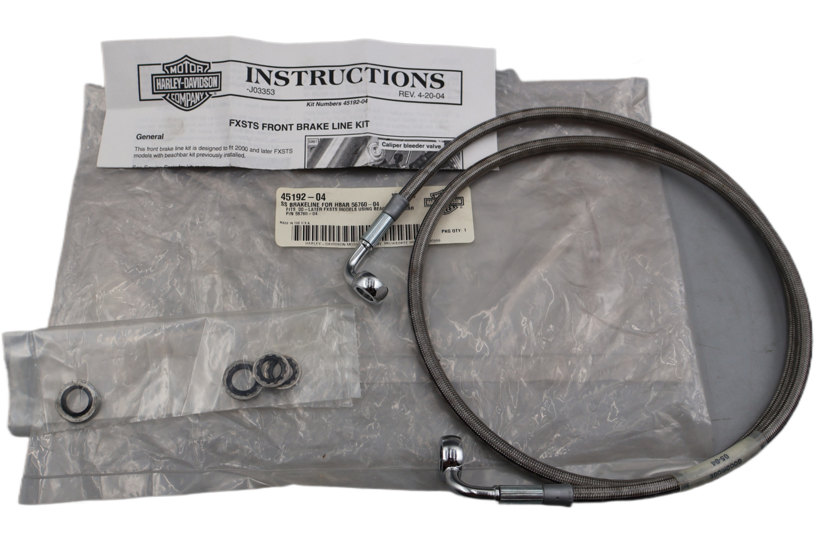 2000-UP HARLEY FXSTS FRONT SS BRAKE LINE | BEACH BAR | NEW OEM | PART #45192-04