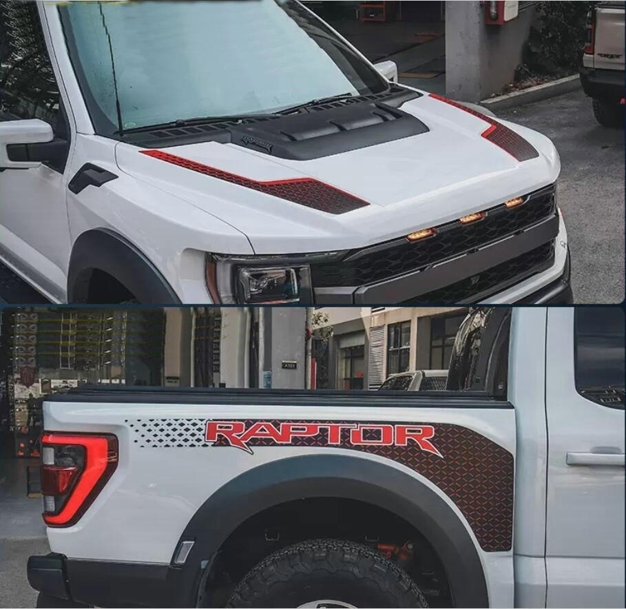 Car Hood Sticker Trunk Stripe For Ford Raptor 2022 2023 Bed Box Decal Full Set Car Hood Sticker Trunk Stripe For Ford Raptor 2022 2023 Bed Box Decal Full Set