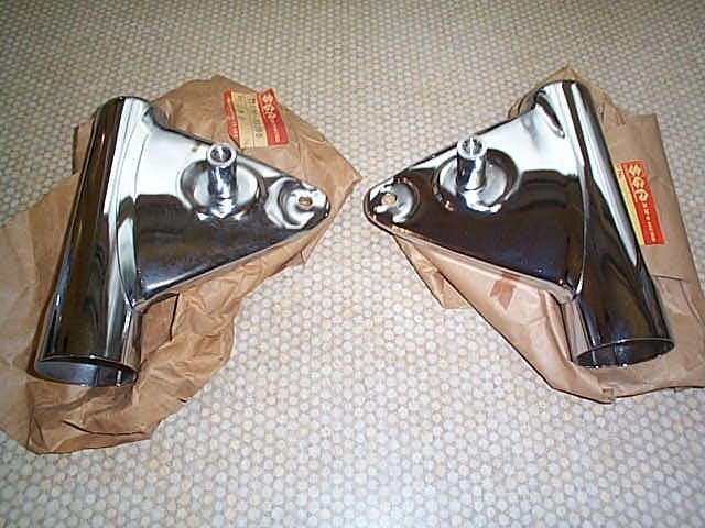Suzuki NOS GT380 GT250 Chrome Headlamp Brackets -GT 380 SOME PATINA