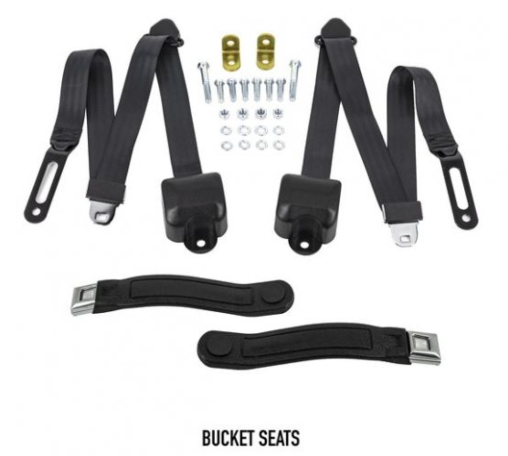 1966-79 Ford Bronco Bucket Seat 3627 3 Pt Retractable Lap Shoulder Belts WildHor