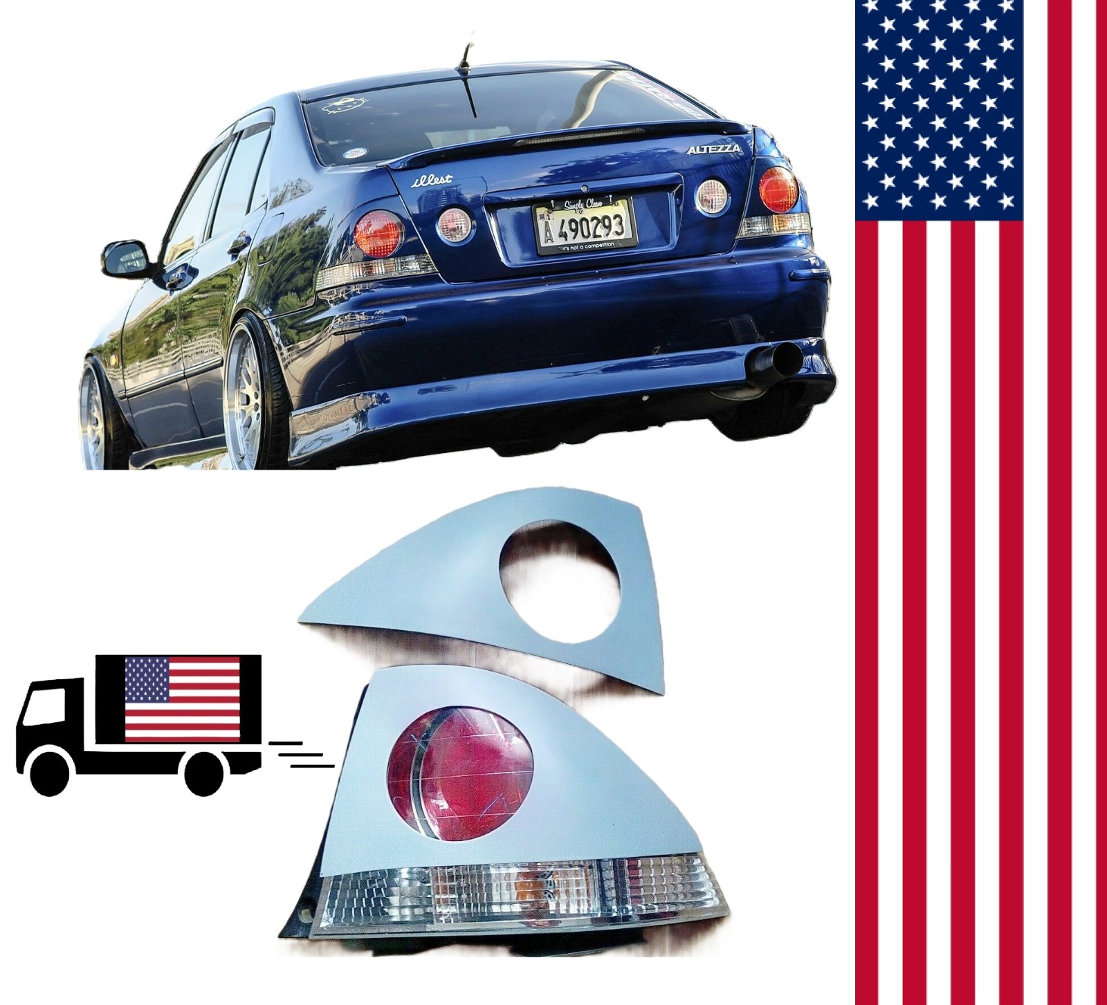 For Lexus IS300 XE10 1998-2005 JDM Sport Tail Light Eyelids ABS Cover