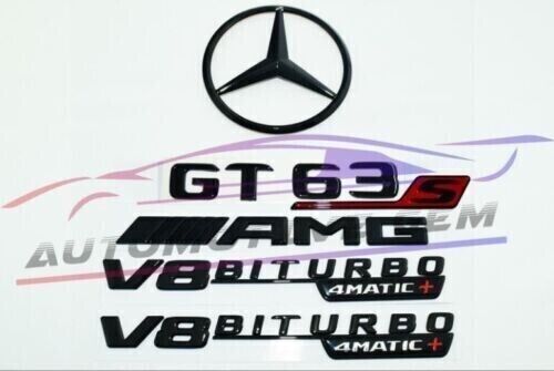 GT63S AMG V8 BITURBO 4MATIC+ Star Emblem Black Badge Combo Set for Mercedes X290