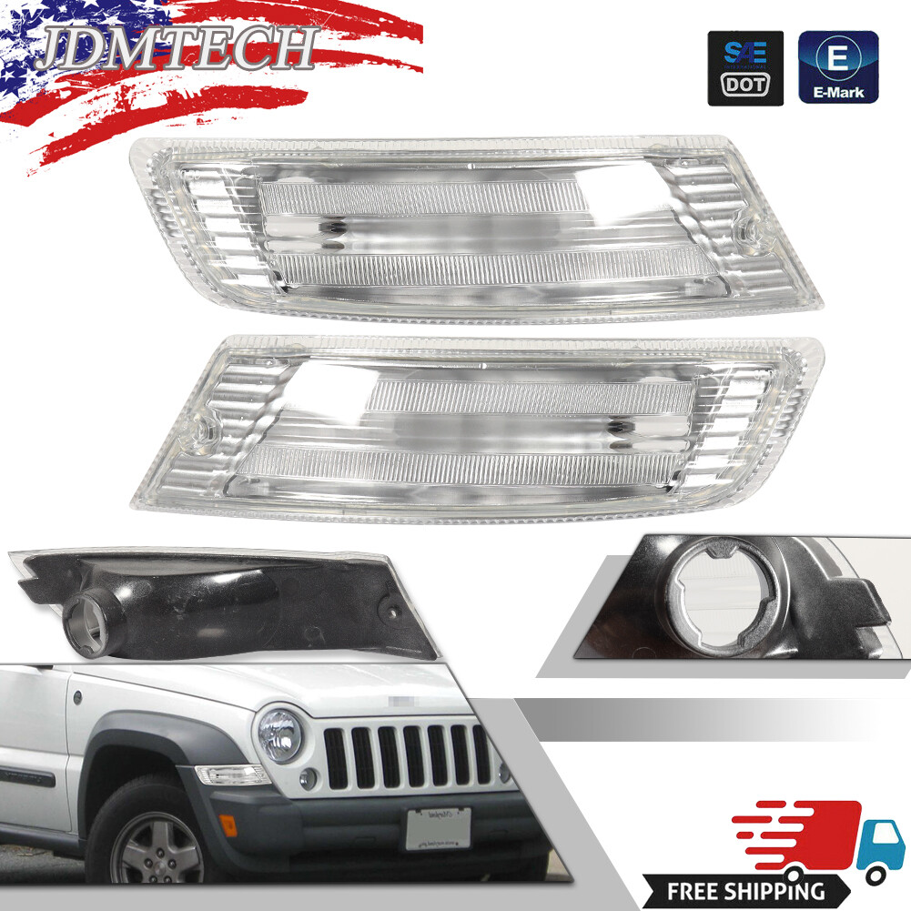 Turn Signal Light Set For 2005-2007 Jeep Liberty Front Left and Right Clear Pair