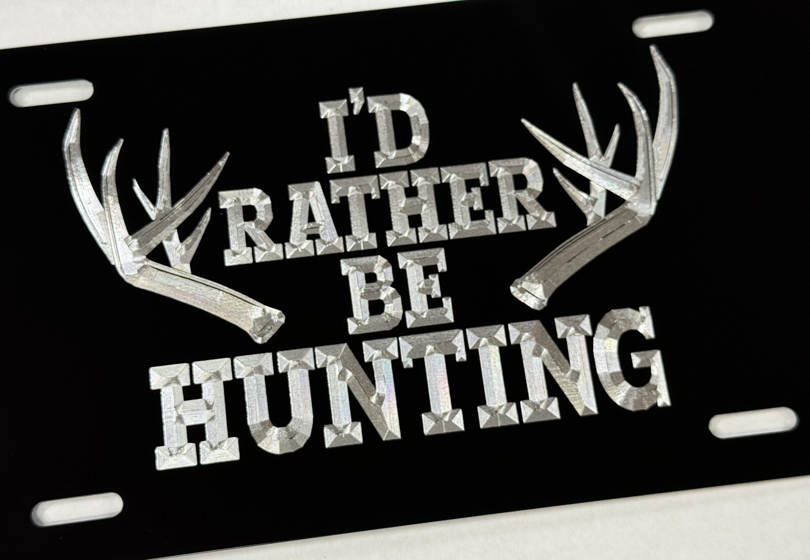 I'd rather be Deer HUNTING Car Tag Diamond Etched on Aluminum License Plate
