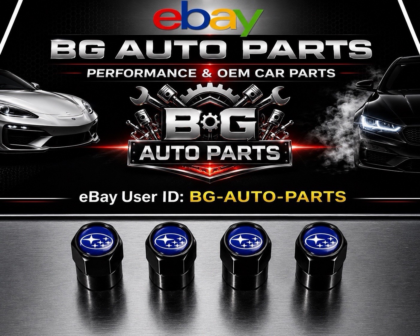 Subaru Blue Black Aluminum Tire Valve Stem Caps Air Caps Set of 4 WRX STI BRZ