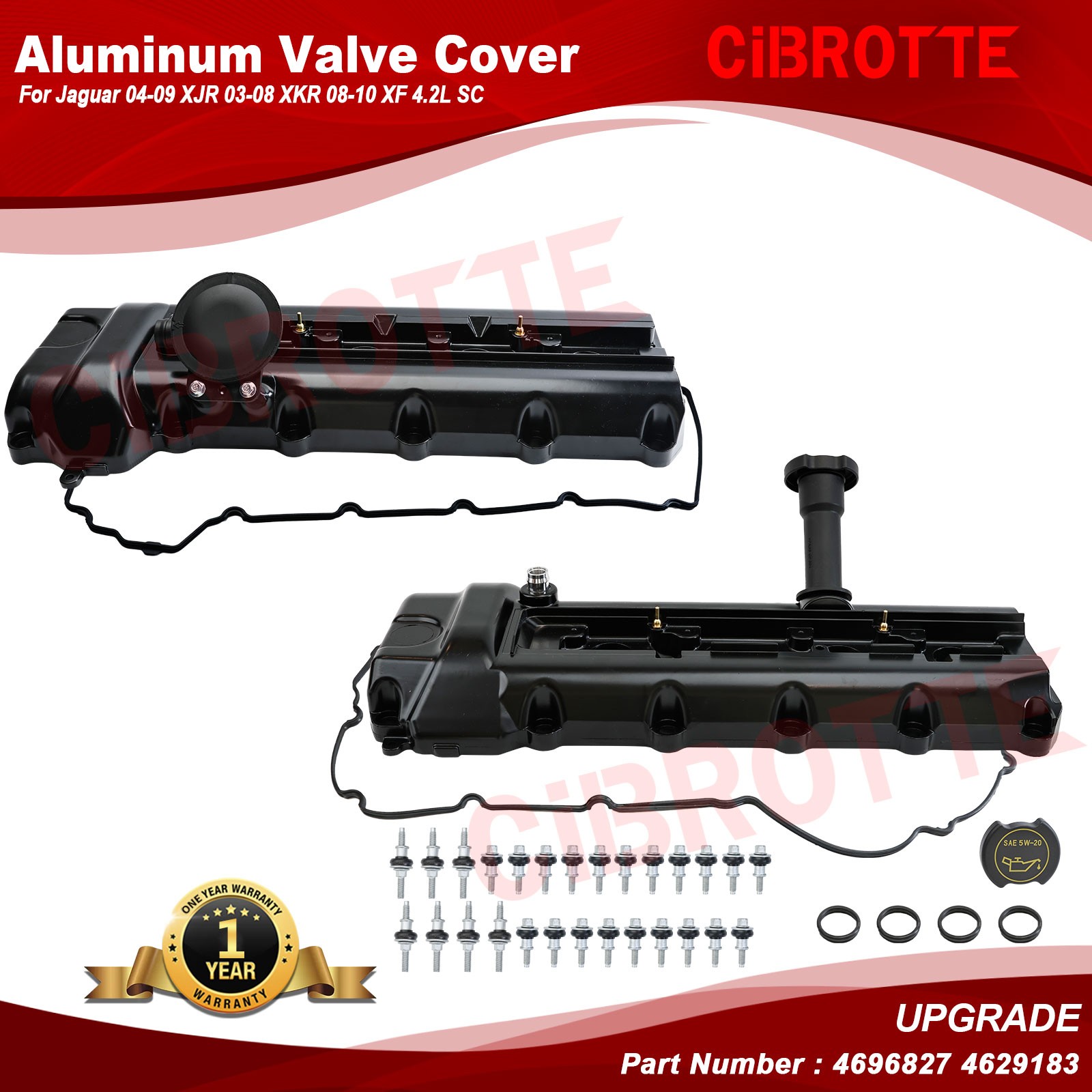 Aluminum Valve Cover for Jaguar 04-09 XJR 03-08 XKR S-Type R 2009 XF 4.2L SC