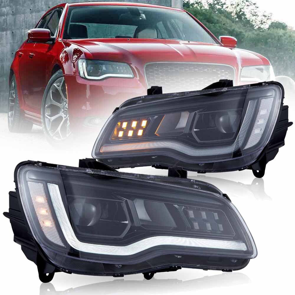 VLAND Head Lights For 2011-2023 Chrysler 300 LED Front Lamps W/Startup Animation