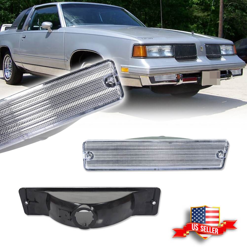 2x Clear Front Bumper Parking Signal Lights For 81-88 Oldsmobile Cutlass Supreme