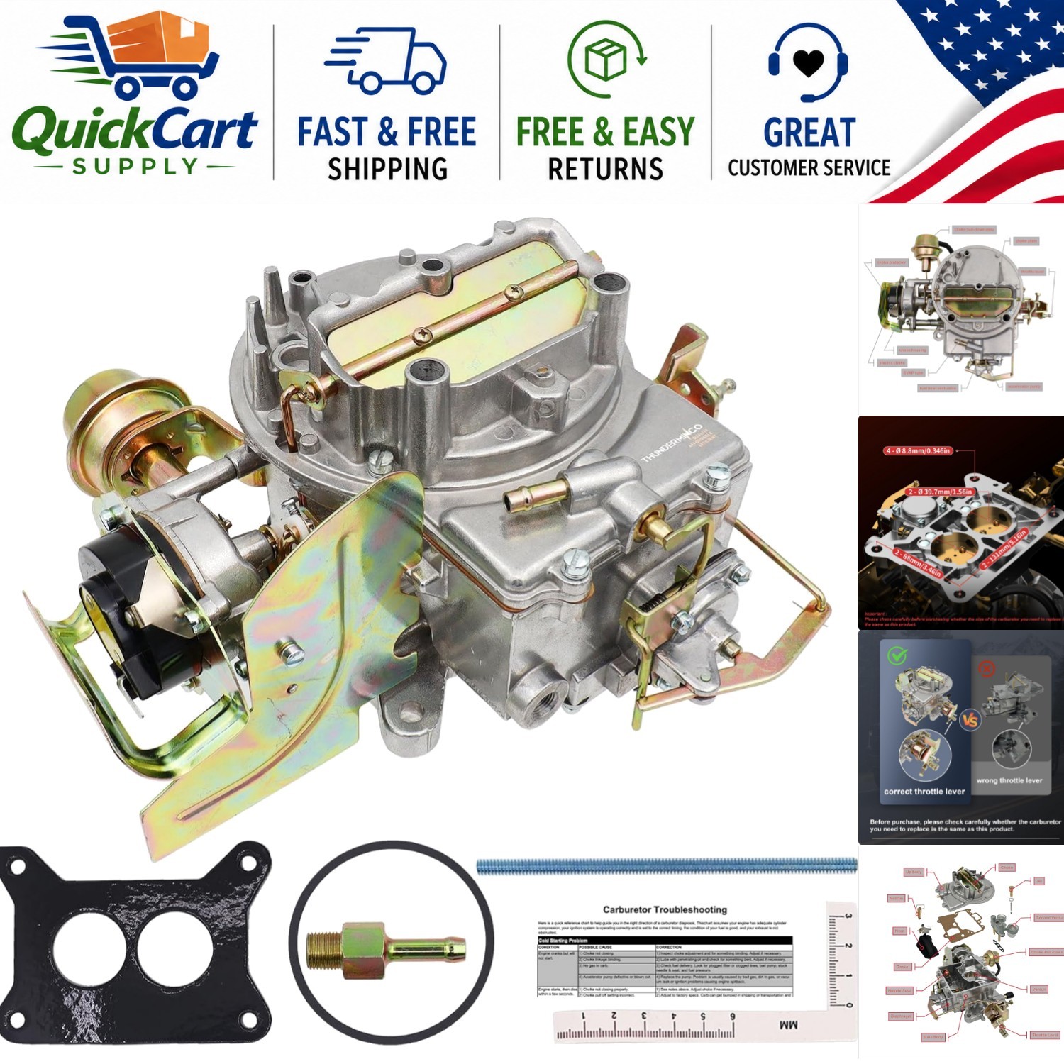 Reliable 2 Barrel Carburetor for Jeep & Ford Engines - Easy Bolt-On Installation