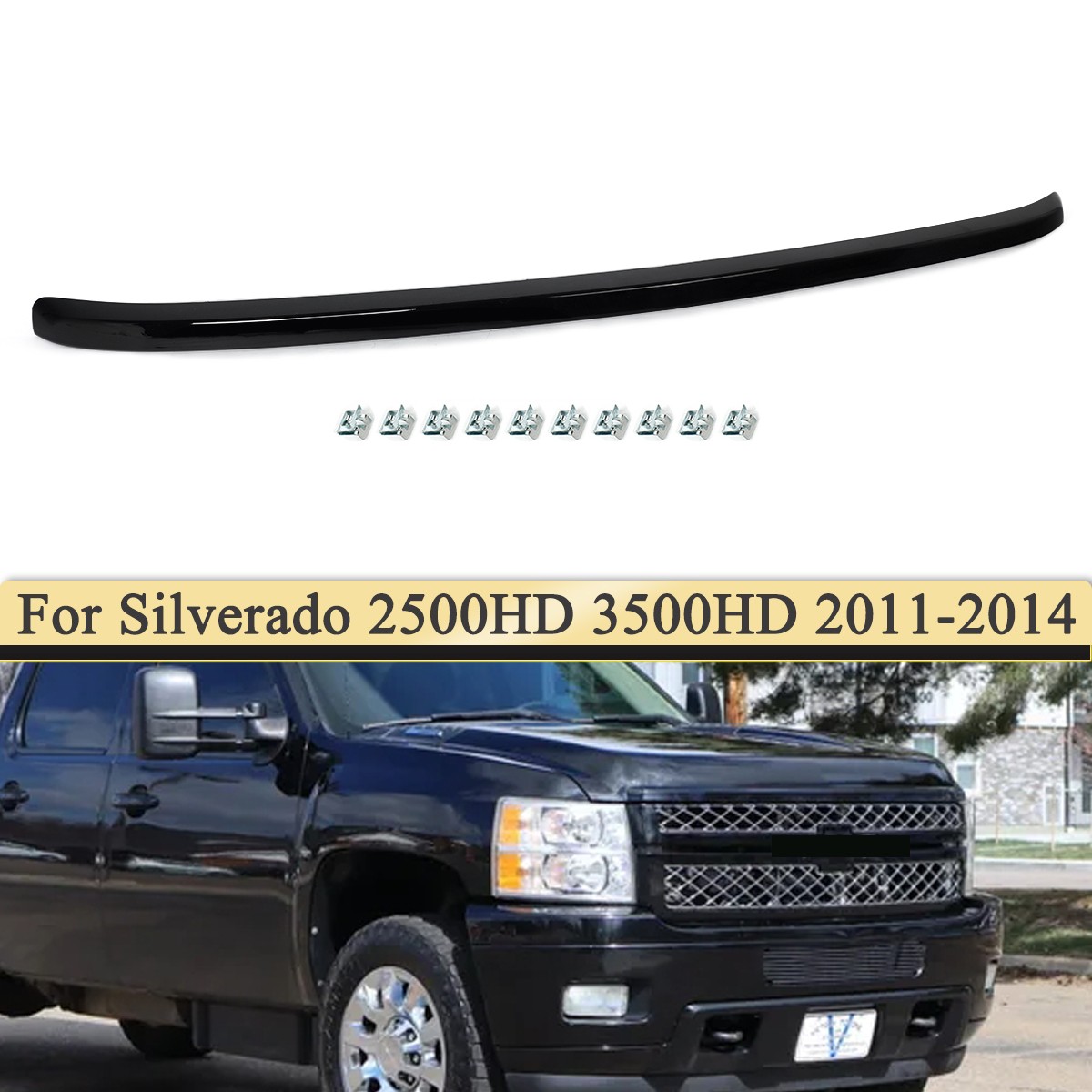 Gloss Black Hood Molding Trim Replacement For 2011-2014 Silverado 2500HD 3500HD Gloss Black Hood Molding Trim Replacement For 2011-2014 Silverado 2500HD 3500HD