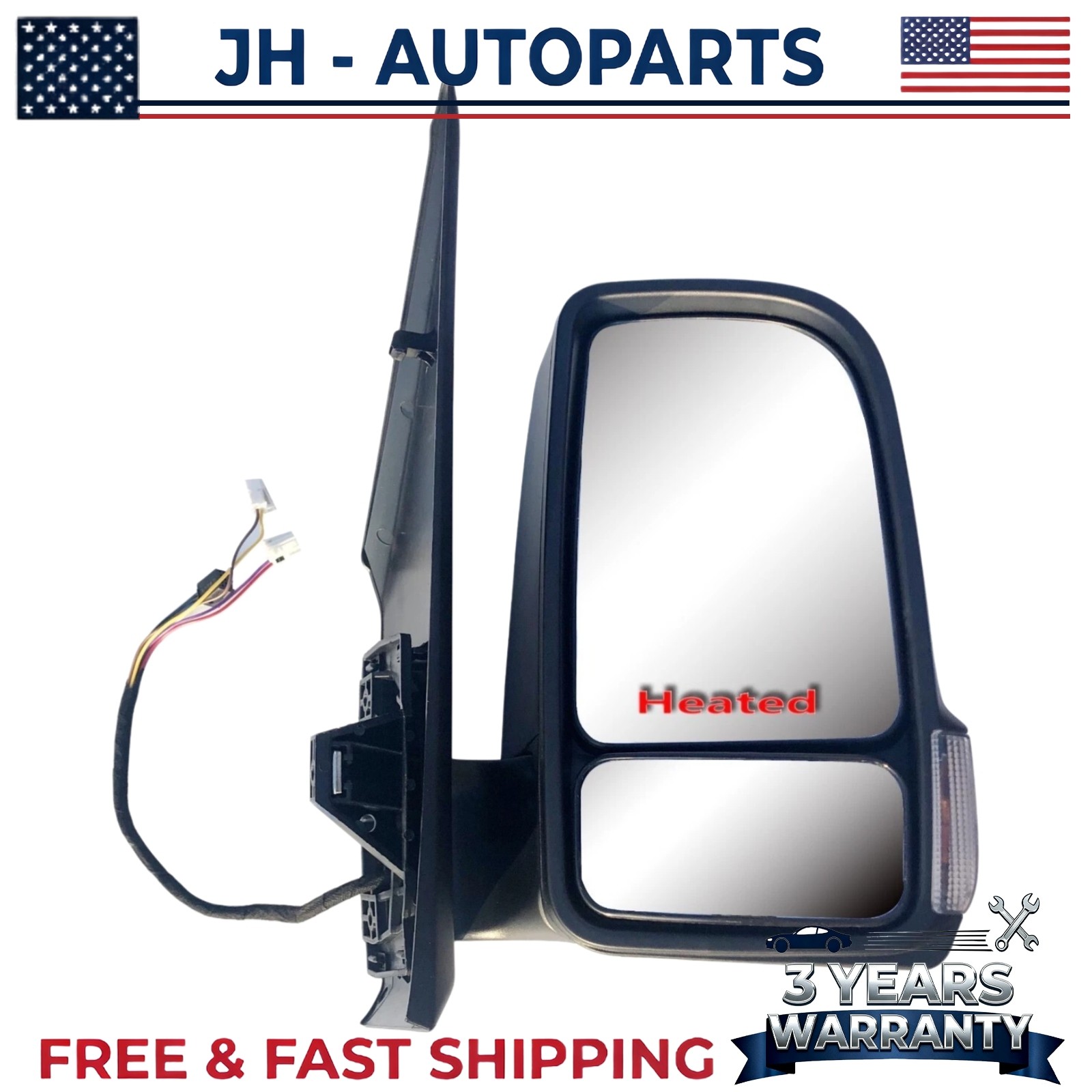New Passenger Side Power Mirror Heated 9108111600 for Mercedes Sprinter 2019-24
