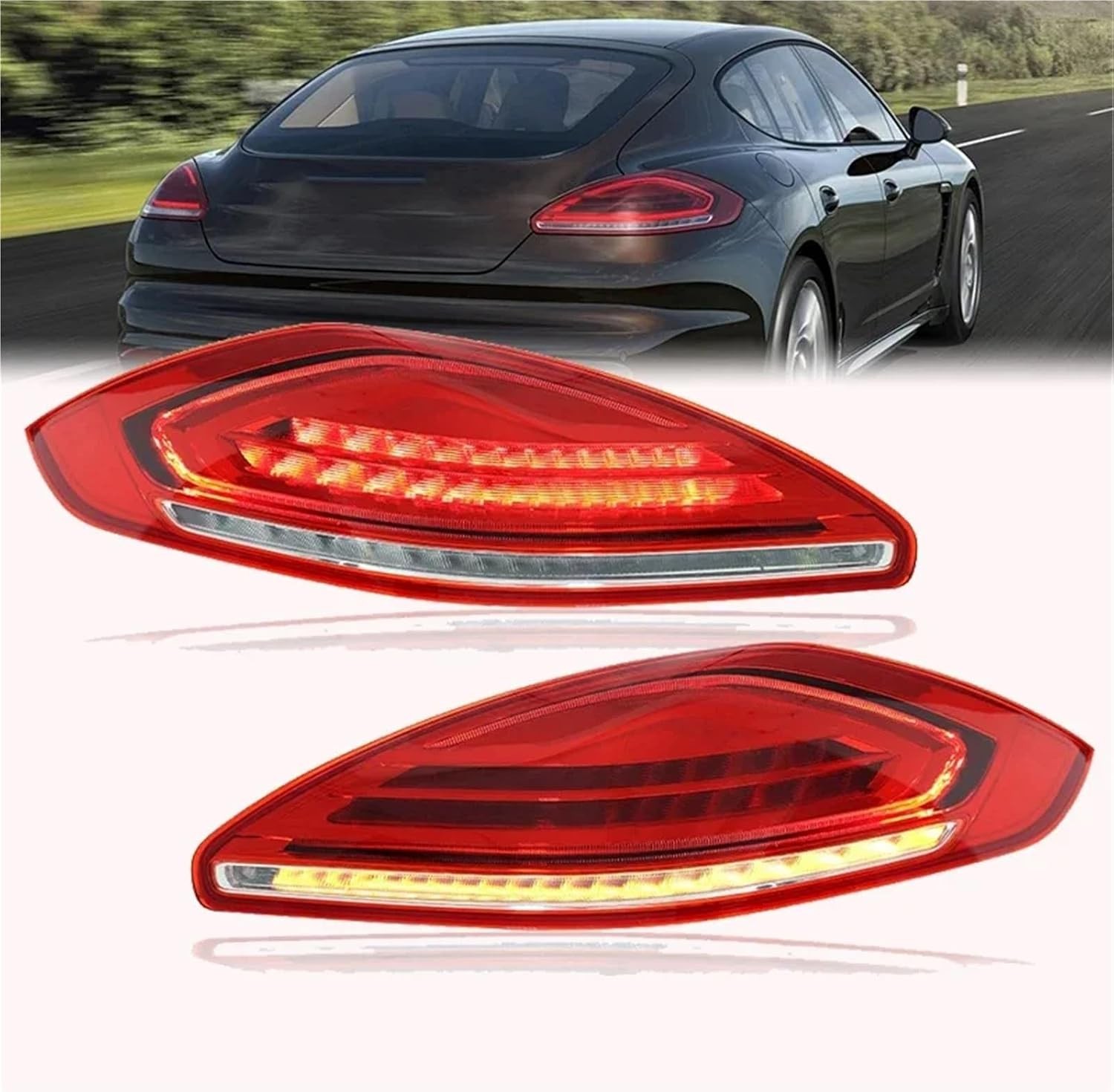 Pair LED Tail Lights For 2010-2013 Porsche Panamera Upgrade Rear Brake Lamps