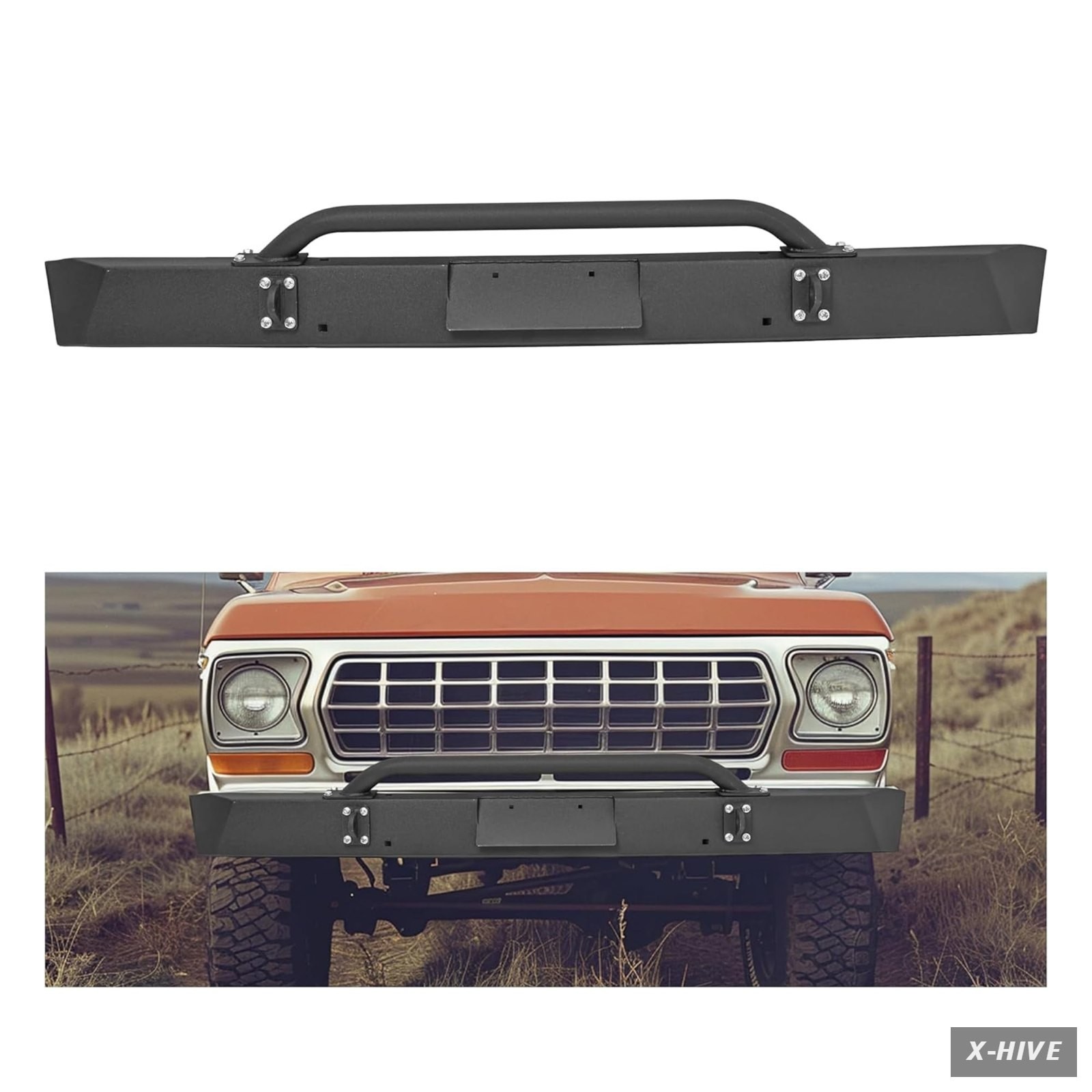 Bumpers Steel 1 HECASA Bumper Assembly Compatible 1967-1979 Bronco