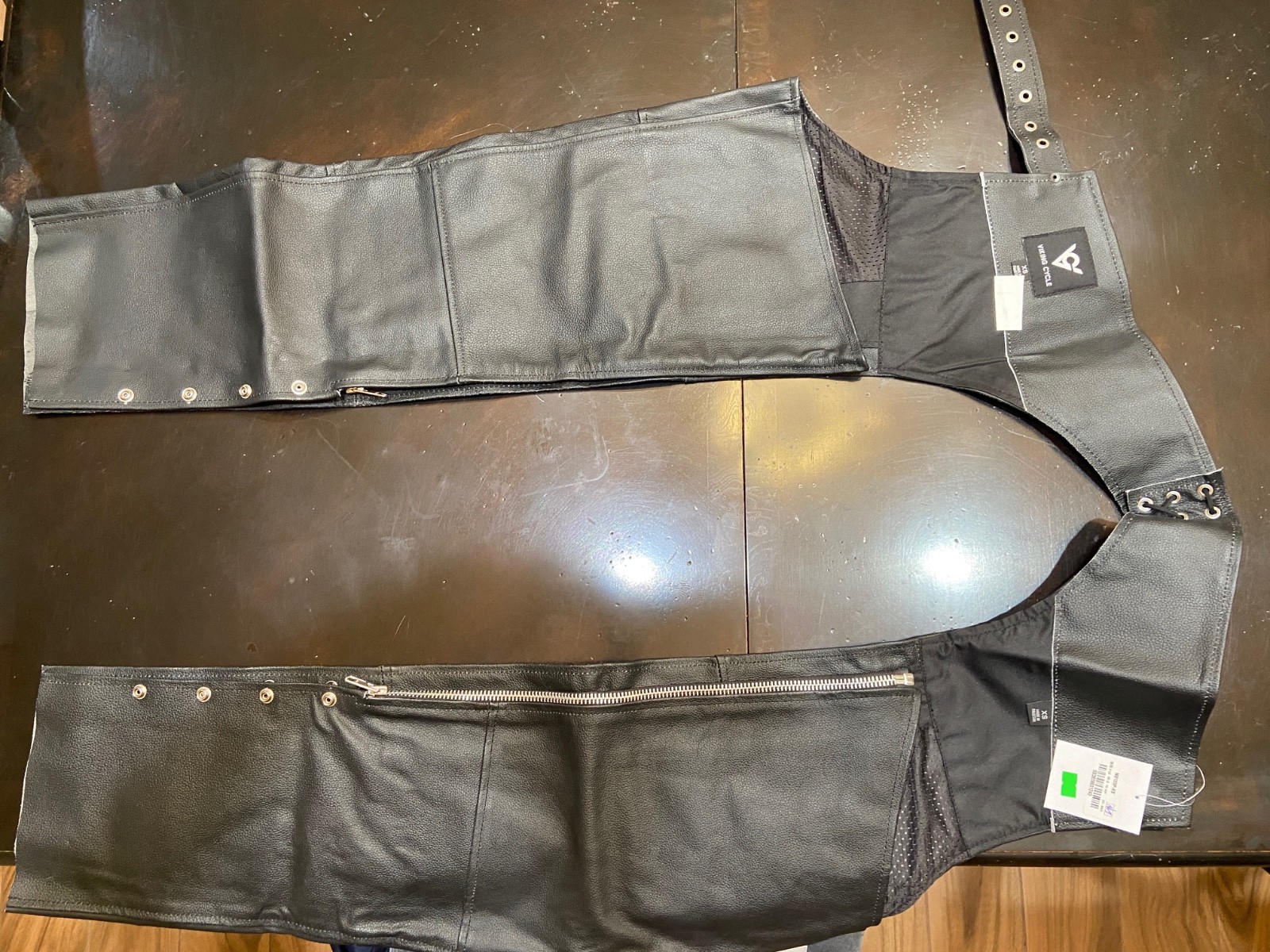 Viking Cycle Nomad Motorcycle Chaps Black Leather Unisex XS
