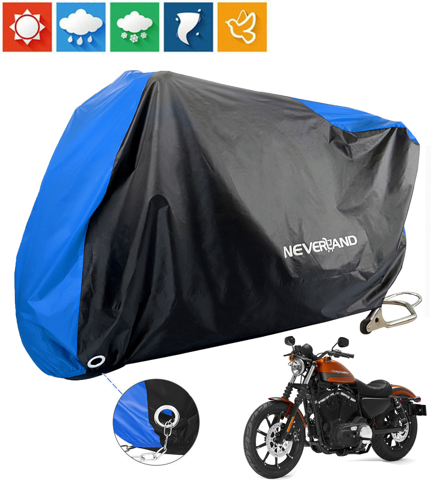 NEVERLAND Motorcycle Cover Waterproof Outdoor Rain Dust UV Scooter Protector XL
