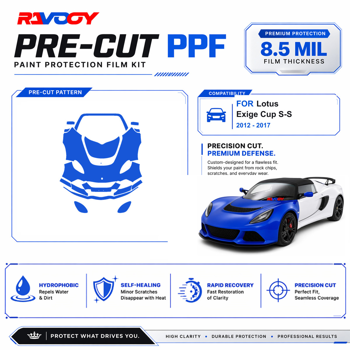 Precut PPF Clear Bra Kit For Lotus Exige Cup S-S 2012-2017 Paint Protection Film