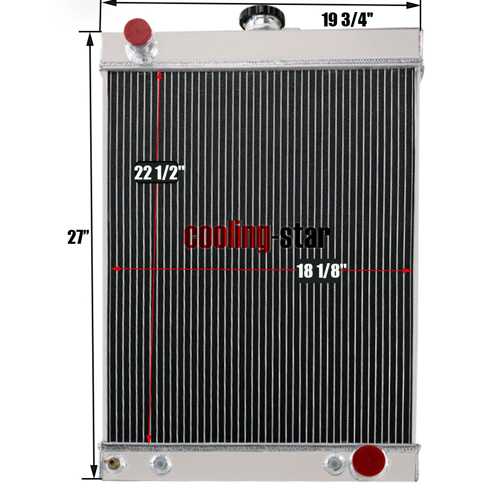 Universal 4Row Aluminum Radiator w/Trans Cooler For Street Rod Hot Rod 30's-50's