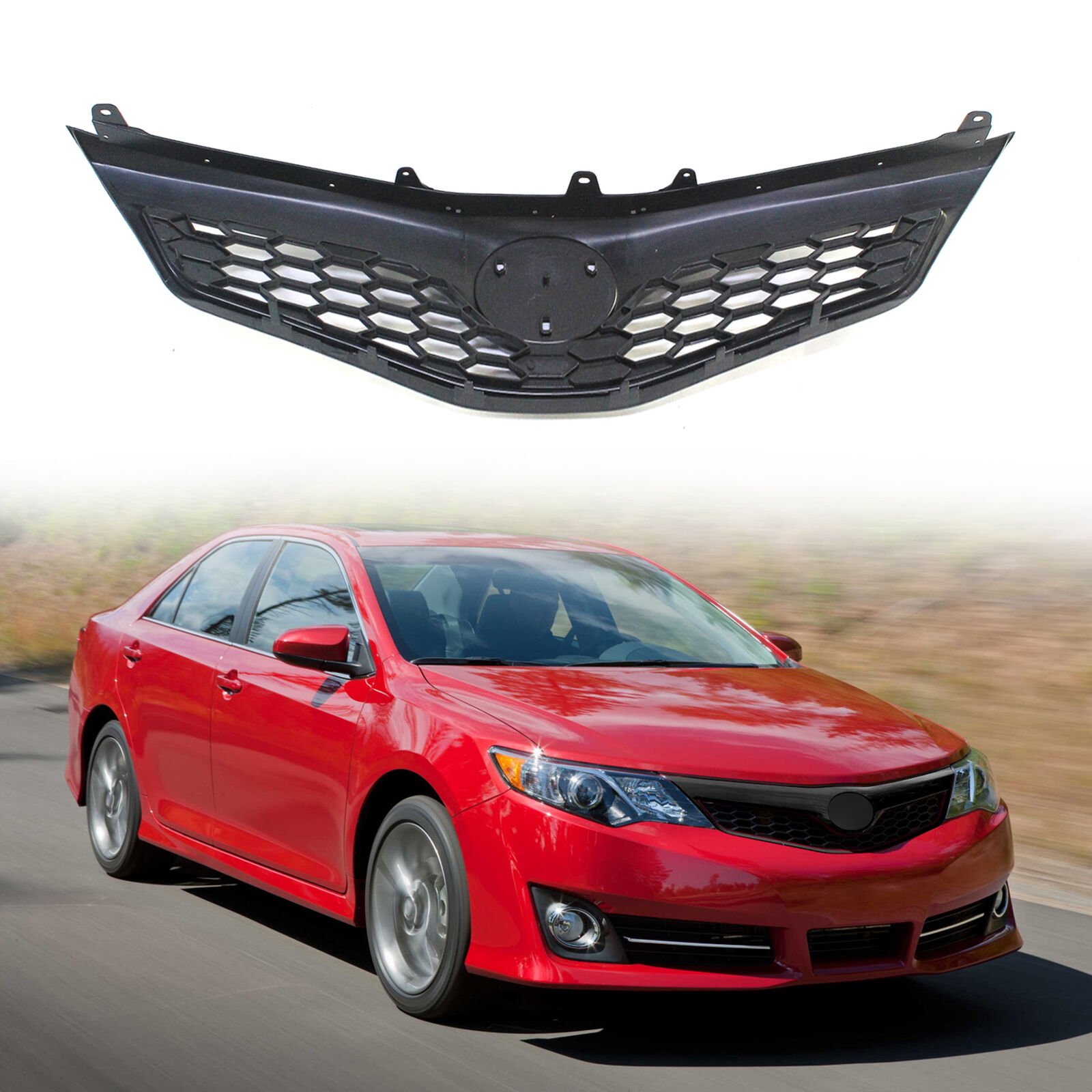 Front Upper Grille Black Hood Grill For 2012 2013 2014 Toyota Camry SE XSE