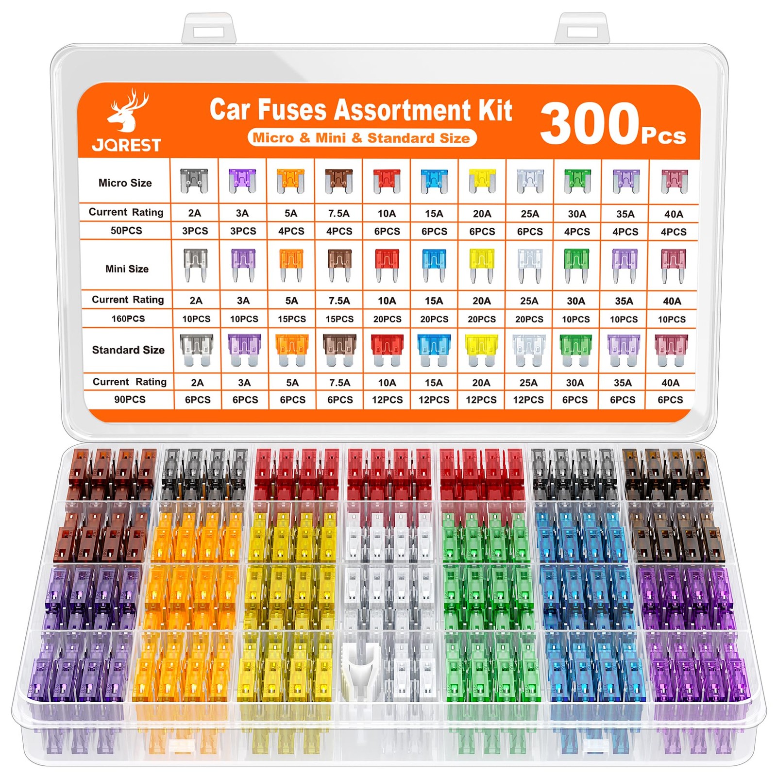 300Pcs Car Fuse Assortment Kit, 160 Mini Blade Fuses Automotive + 90... 300Pcs Car Fuse Assortment Kit, 160 Mini Blade Fuses Automotive + 90...
