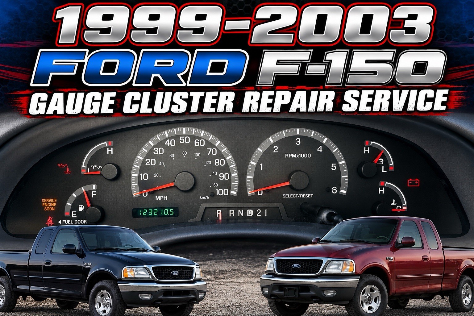 1999-2003 Ford F150 Gauge Cluster Repair Service