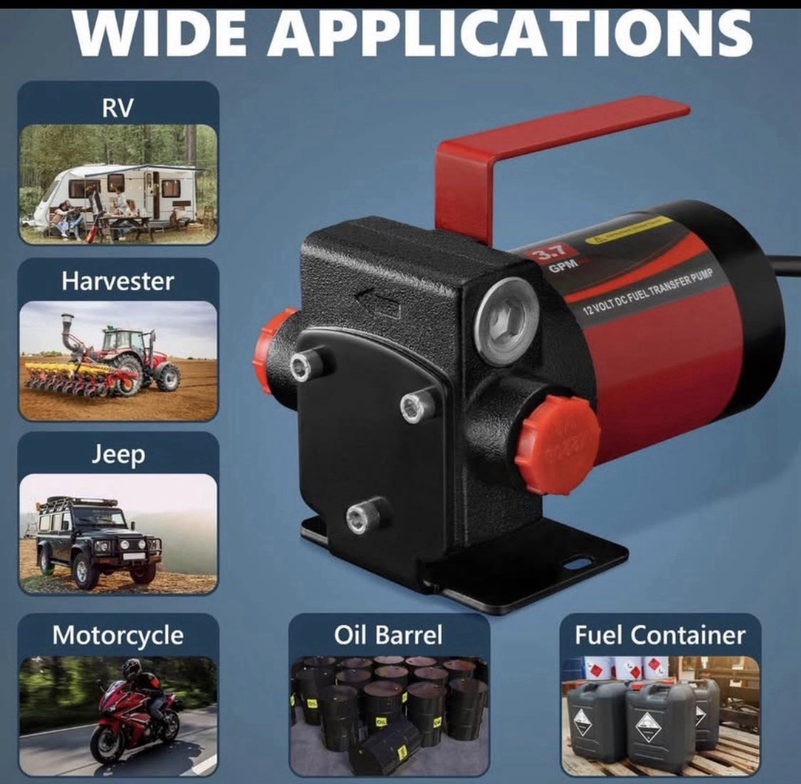 Pump Transfer 12V DC Self Priming Reversible Overheat Protection Fuel Gasoline Pump Transfer 12V DC Self Priming Reversible Overheat Protection Fuel Gasoline