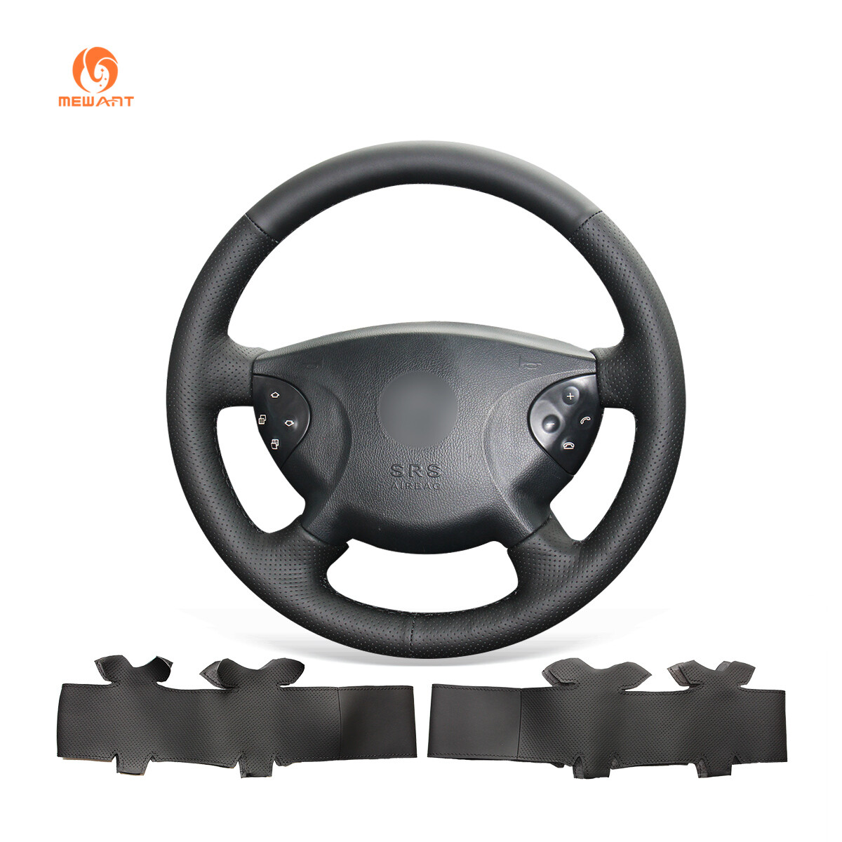 MEWANT DIY PU Leather Steering Wheel Cover for Benz E-Class W211 2003-2006 W463