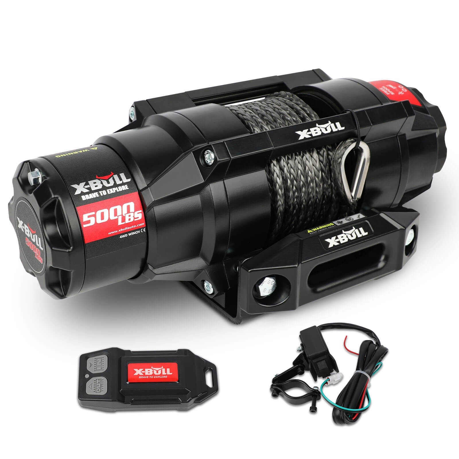 X-BULL 5000LB Electric Winch 12V Wireless Remote Synthetic Rope Boat ATV UTV 4X4