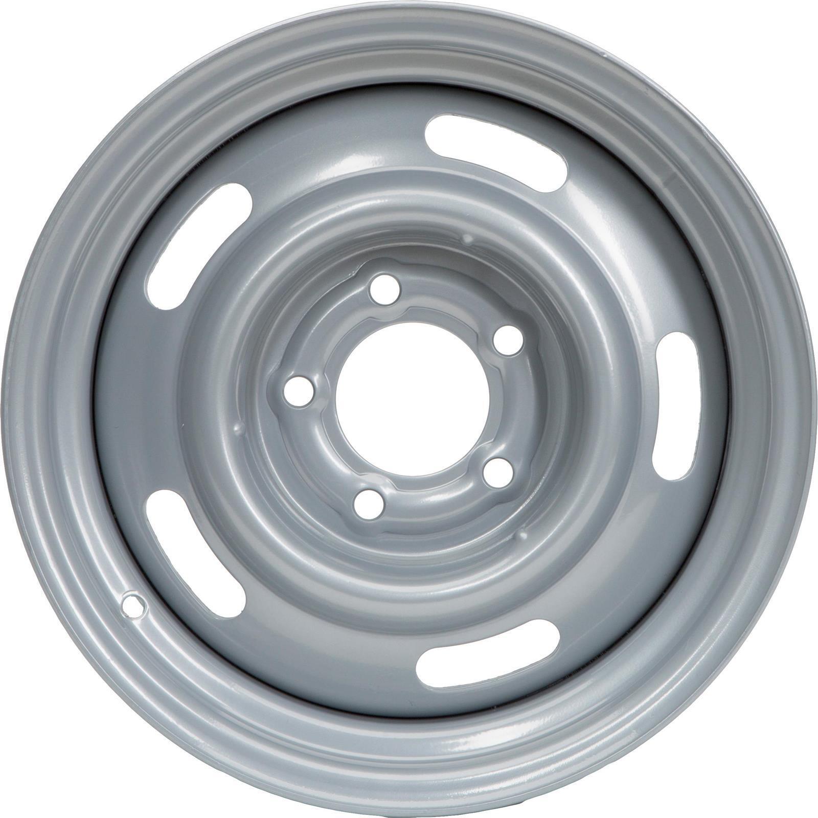 Speedway Motors GM Style 15x8 In Rally Wheel, 5 on 4.75 Inch BP, Silver